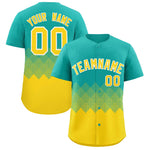 Custom Aqua Gold Grid Blur Pattern Baseball Jersey | BuyFootballJersey