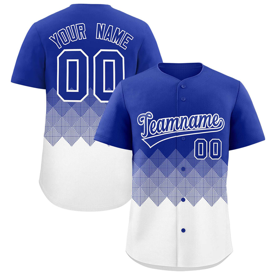 Custom Royal White Grid Blur Pattern Baseball Jersey | BuyFootballJersey