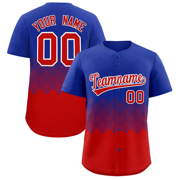 Custom Royal Red Grid Blur Pattern Baseball Jersey | BuyFootballJersey