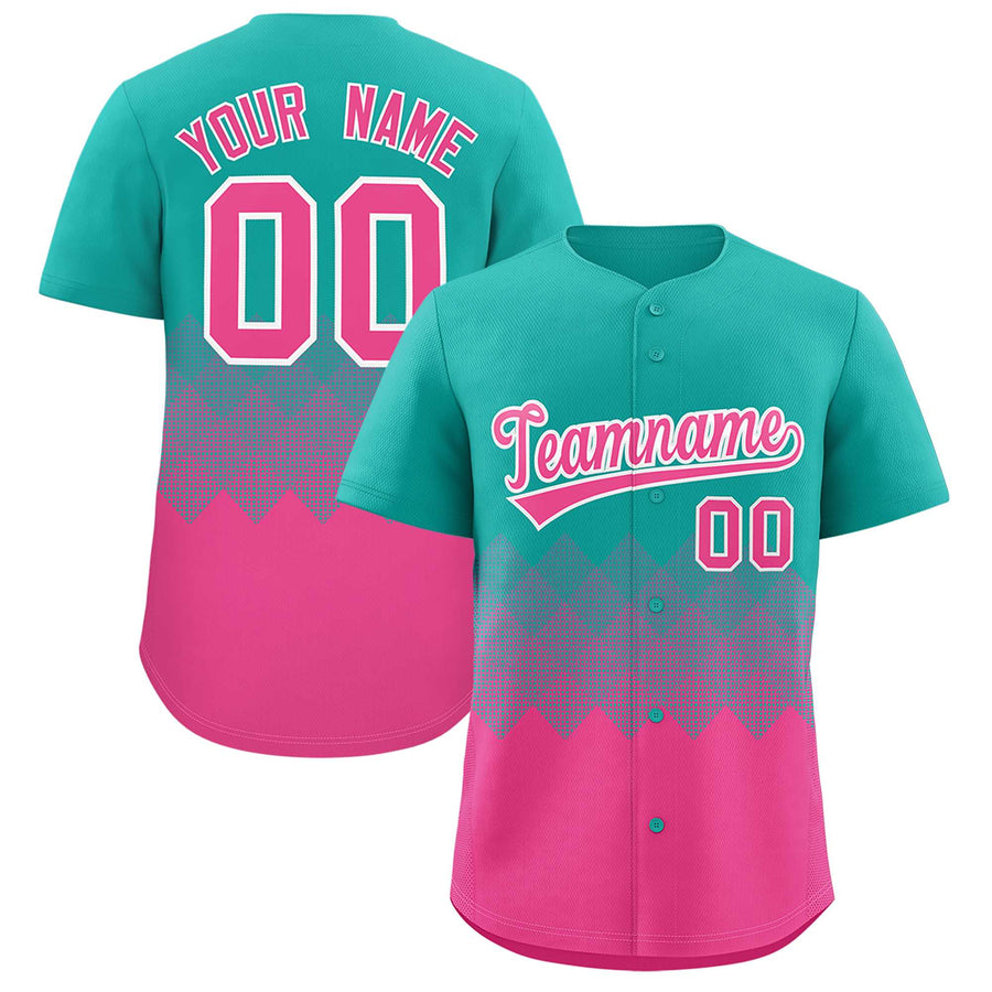 Custom Aqua Pink Grid Blur Pattern Baseball Jersey | BuyFootballJersey