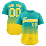 Custom Aqua Gold Grid Blur Pattern Baseball Jersey | BuyFootballJersey