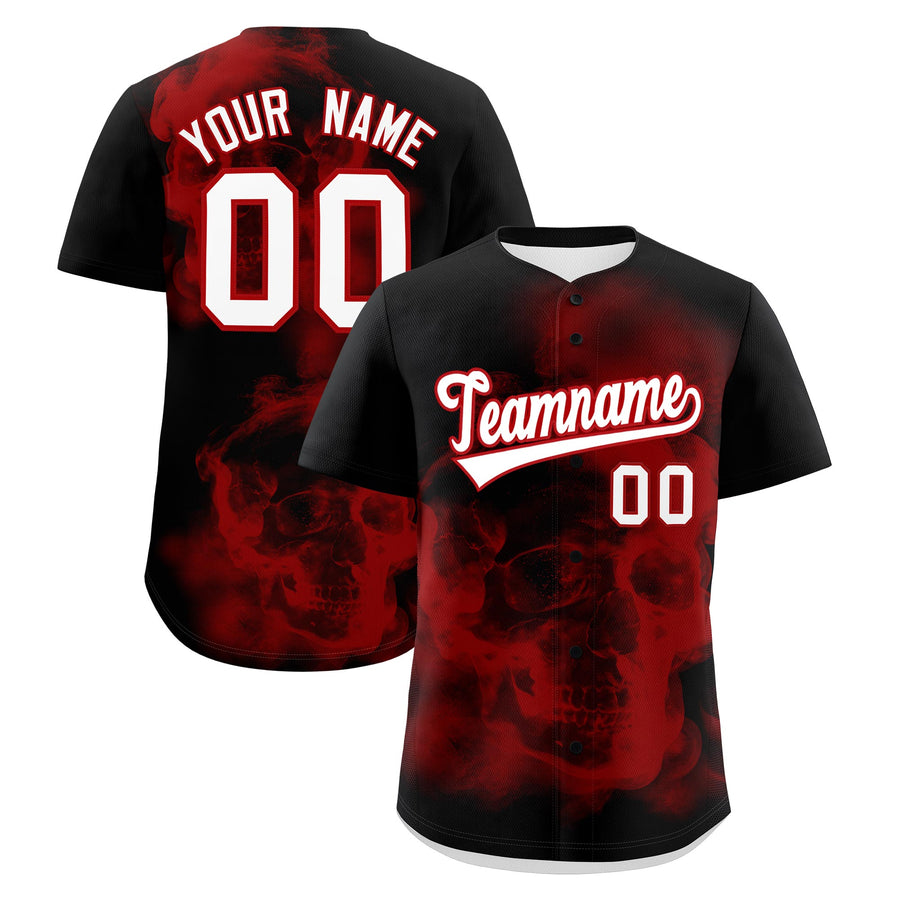 Custom Black Red White skeleton Graffiti Pattern Lightweight Baseball Jersey | BuyFootballJersey