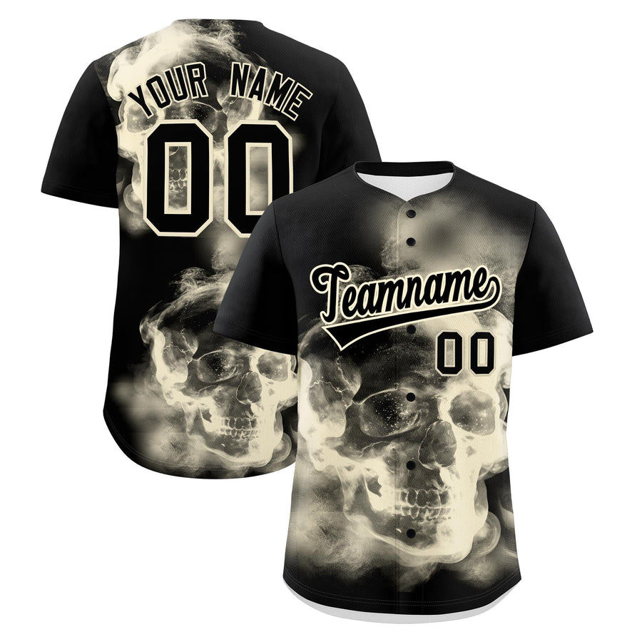 Custom Black Cream skeleton Graffiti Pattern Lightweight Baseball Jersey | BuyFootballJersey