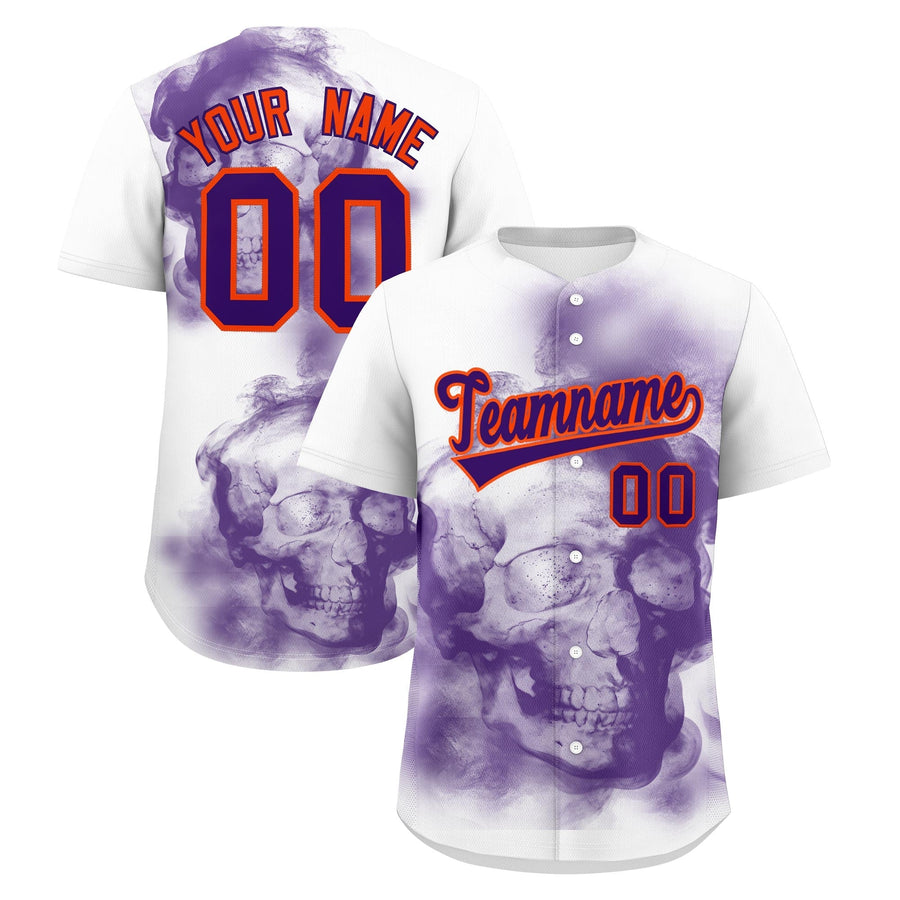Custom White Purple Orange skeleton Graffiti Pattern Lightweight Baseball Jersey | BuyFootballJersey