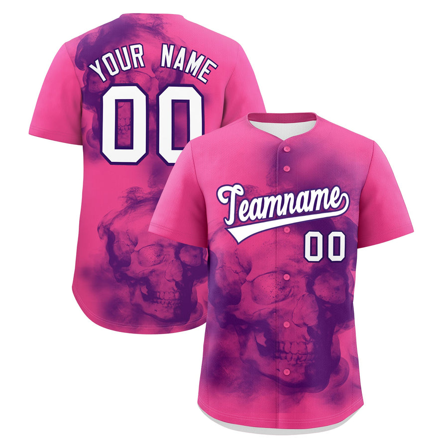Custom Pink Purple White skeleton Graffiti Pattern Lightweight Baseball Jersey | BuyFootballJersey