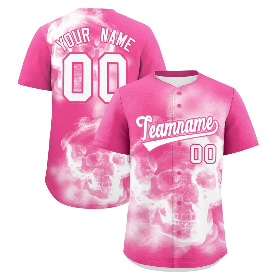 Custom Pink White skeleton Graffiti Pattern Lightweight Baseball Jersey | BuyFootballJersey