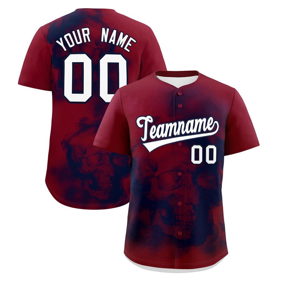Custom Crimson Navy White skeleton Graffiti Pattern Lightweight Baseball Jersey | BuyFootballJersey