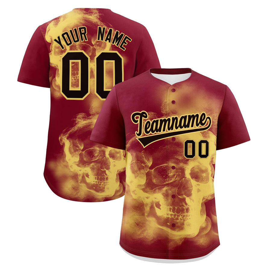 Custom Crimson Khaki Black skeleton Graffiti Pattern Lightweight Baseball Jersey | BuyFootballJersey