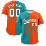 Custom Aqua Orange Split Tiger Claw Scratch Pattern Baseball Jersey | BuyFootballJersey