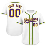 Custom White Purple Gold Kelly Green Personalization Mardi Gras Baseball Jersey | BuyFootballJersey