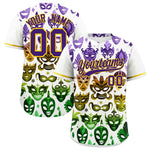 Custom White Purple Gold Personalization Mardi Gras Baseball Jersey | BuyFootballJersey