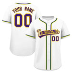 Custom White Purple Gold Kelly Green Personalization Mardi Gras Baseball Jersey | BuyFootballJersey