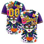 Custom White Purple Personalization Mardi Gras Baseball Jersey | BuyFootballJersey