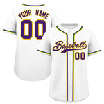 Custom White Purple Gold Kelly Green Personalization Mardi Gras Baseball Jersey | BuyFootballJersey
