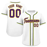 Custom White Purple Gold Kelly Green Personalization Mardi Gras Baseball Jersey | BuyFootballJersey