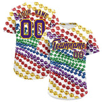 Custom White Purple Gold Personalization Graffiti Mardi Gras Baseball Jersey | BuyFootballJersey