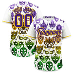 Custom White Purple Gold Personalization Mardi Gras Baseball Jersey | BuyFootballJersey