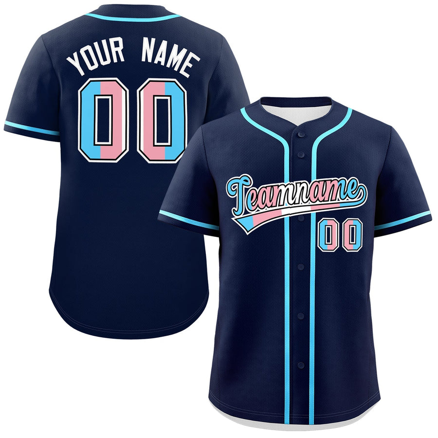 Custom Navy Powder Blue Transgender For Pride Month Classic Style Baseball Jersey | BuyFootballJersey