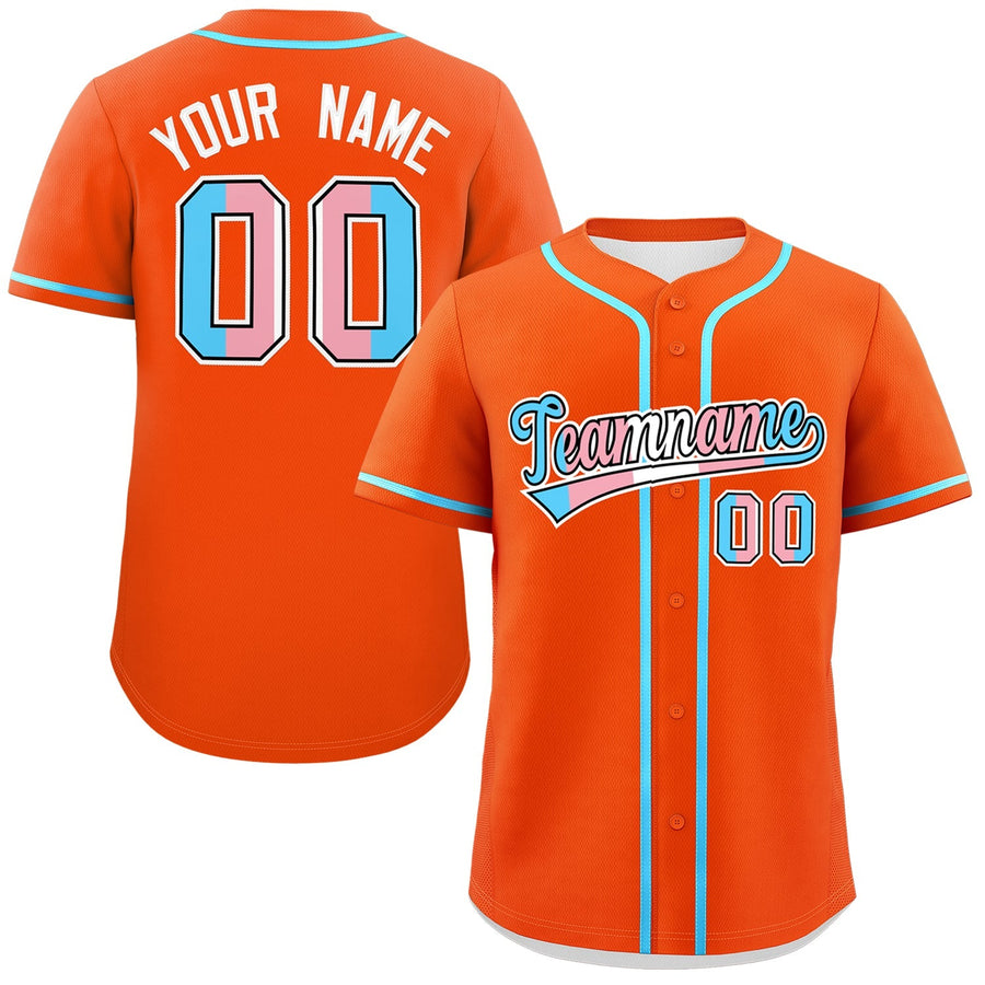 Custom Orange Powder Blue Transgender For Pride Month Classic Style Baseball Jersey | BuyFootballJersey