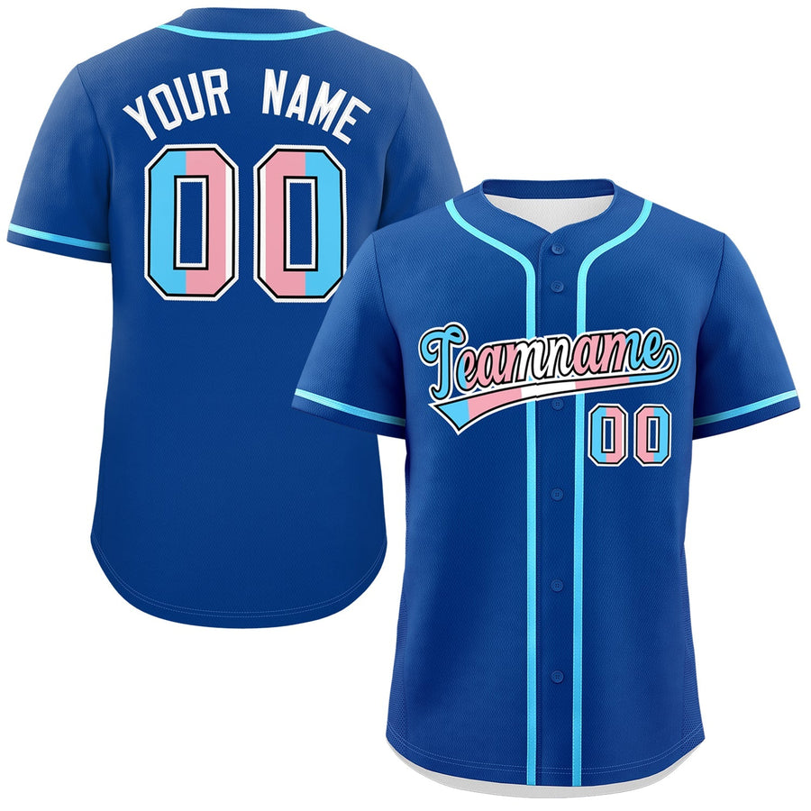 Custom Royal Blue Powder Blue Transgender For Pride Month Classic Style Baseball Jersey | BuyFootballJersey