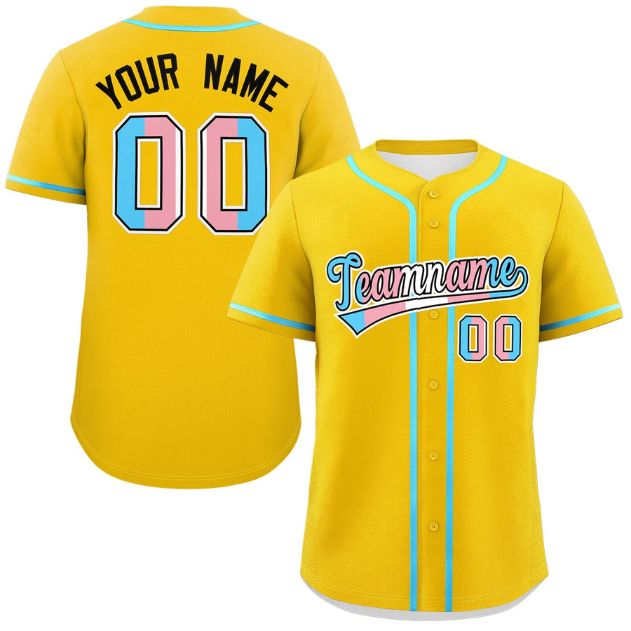 Custom Gold Powder Blue Transgender For Pride Month Classic Style Baseball Jersey | BuyFootballJersey
