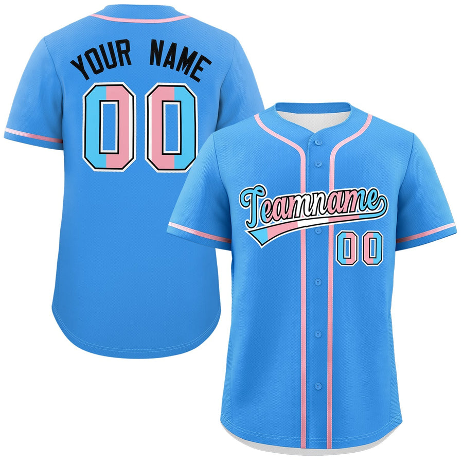 Custom Powder Blue Black Transgender For Pride Month Classic Style Baseball Jersey | BuyFootballJersey