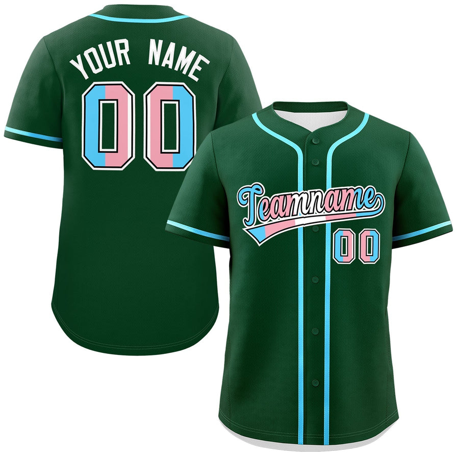 Custom Green Powder Blue Transgender For Pride Month Classic Style Baseball Jersey | BuyFootballJersey