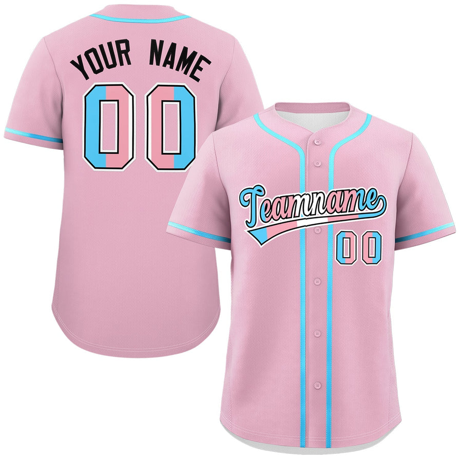 Custom Light Pink Powder Blue Transgender For Pride Month Classic Style Baseball Jersey | BuyFootballJersey