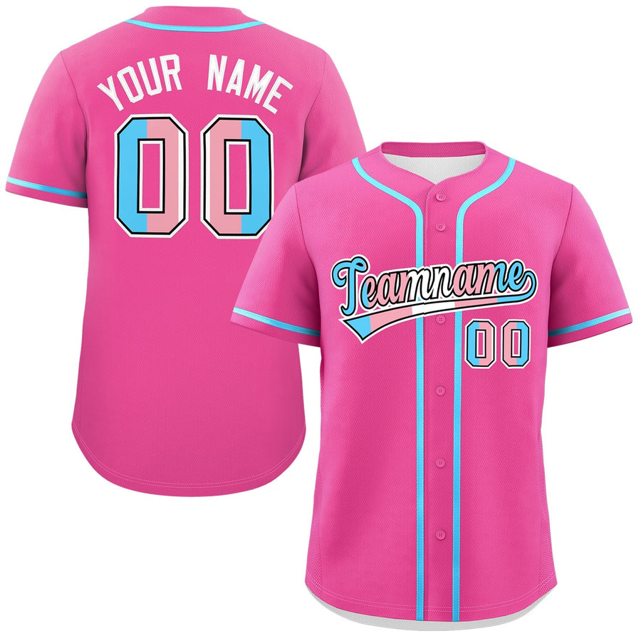 Custom Pink Powder Blue Transgender For Pride Month Classic Style Baseball Jersey | BuyFootballJersey