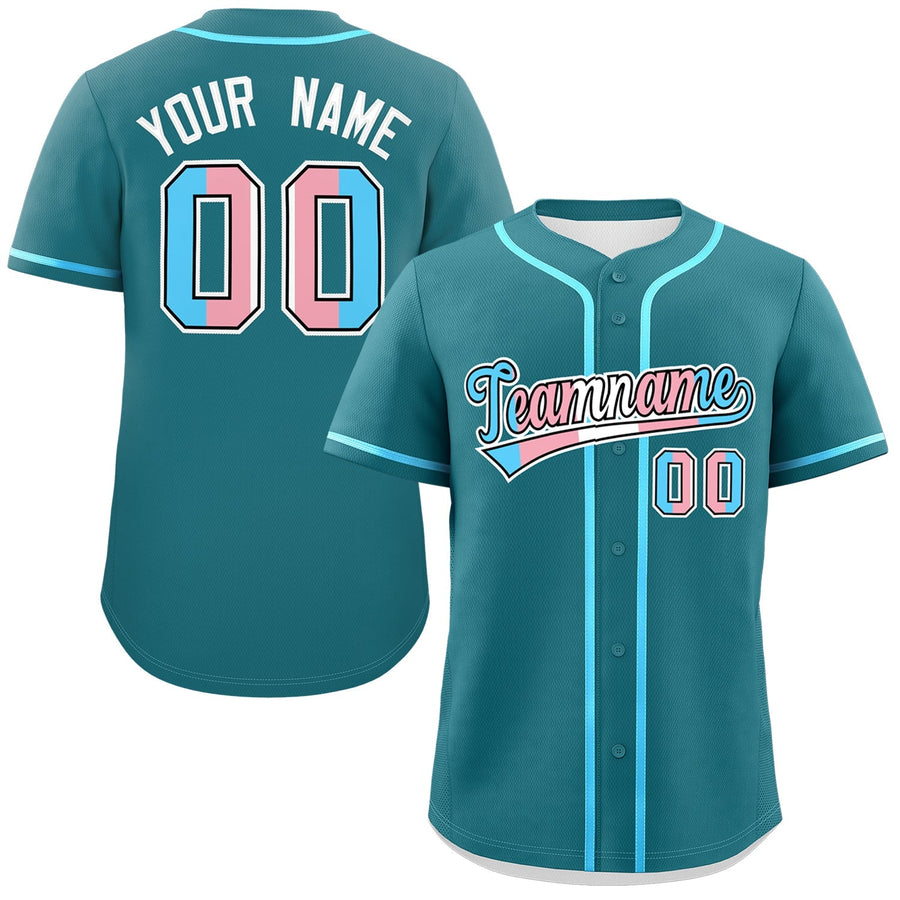 Custom Teal Powder Blue Transgender For Pride Month Classic Style Baseball Jersey | BuyFootballJersey