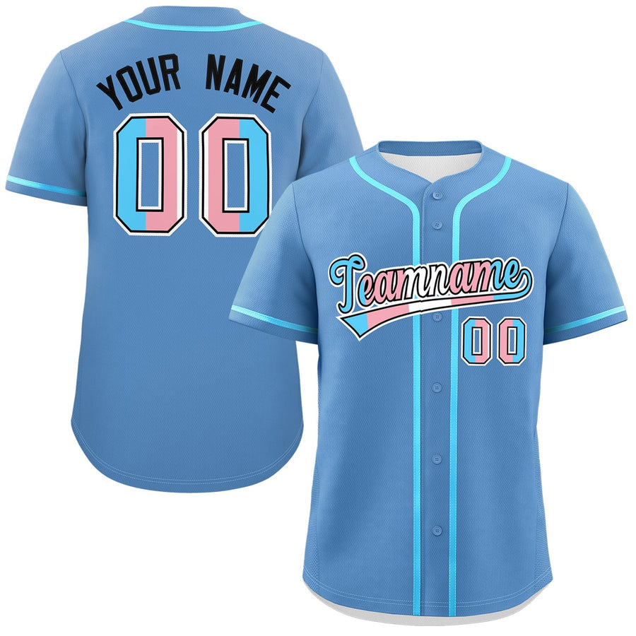 Custom Light Blue Powder Blue Transgender For Pride Month Classic Style Baseball Jersey | BuyFootballJersey