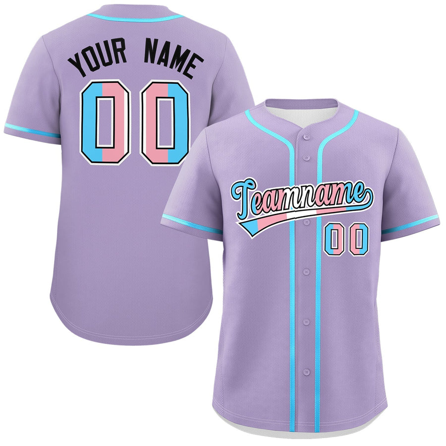 Custom Light Purple Powder Blue Transgender For Pride Month Classic Style Baseball Jersey | BuyFootballJersey