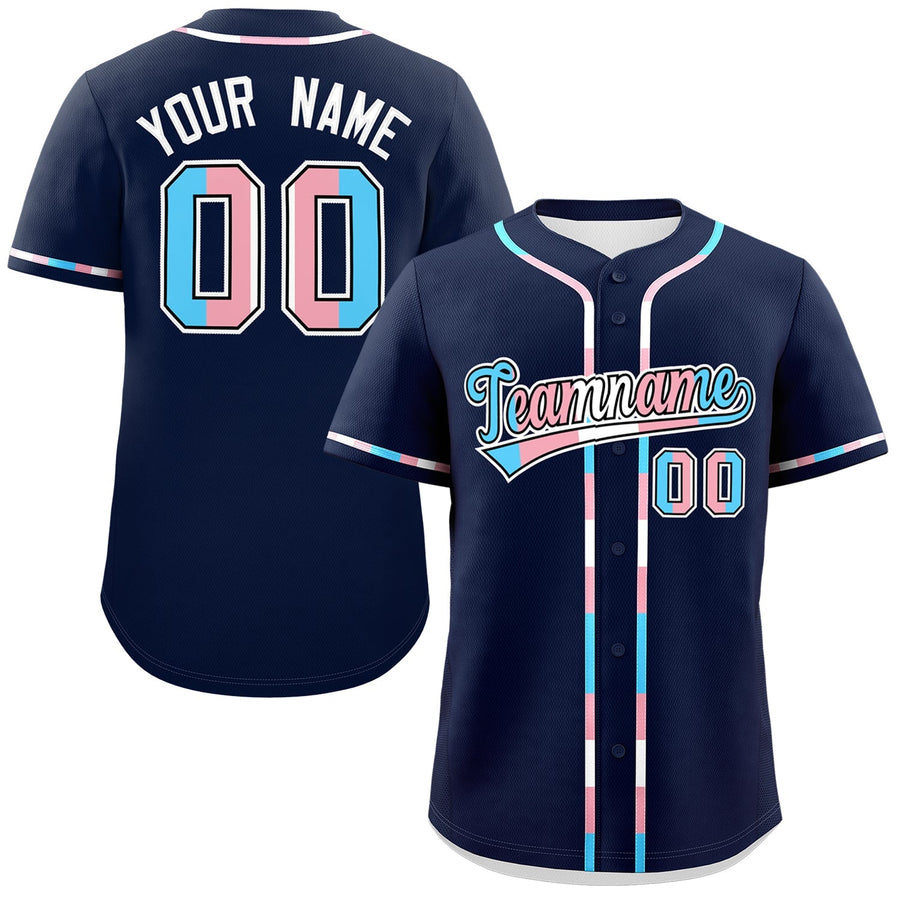 Custom Navy Transgender For Pride Month Classic Style Baseball Jersey | BuyFootballJersey
