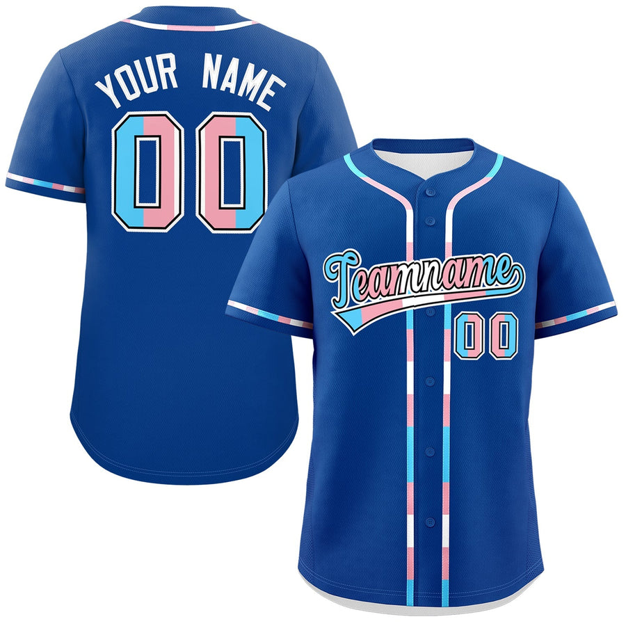 Custom Royal Blue Transgender For Pride Month Classic Style Baseball Jersey | BuyFootballJersey