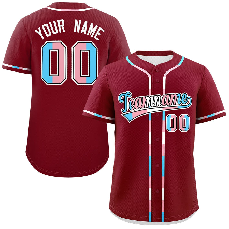 Custom Crimson Transgender For Pride Month Classic Style Baseball Jersey | BuyFootballJersey