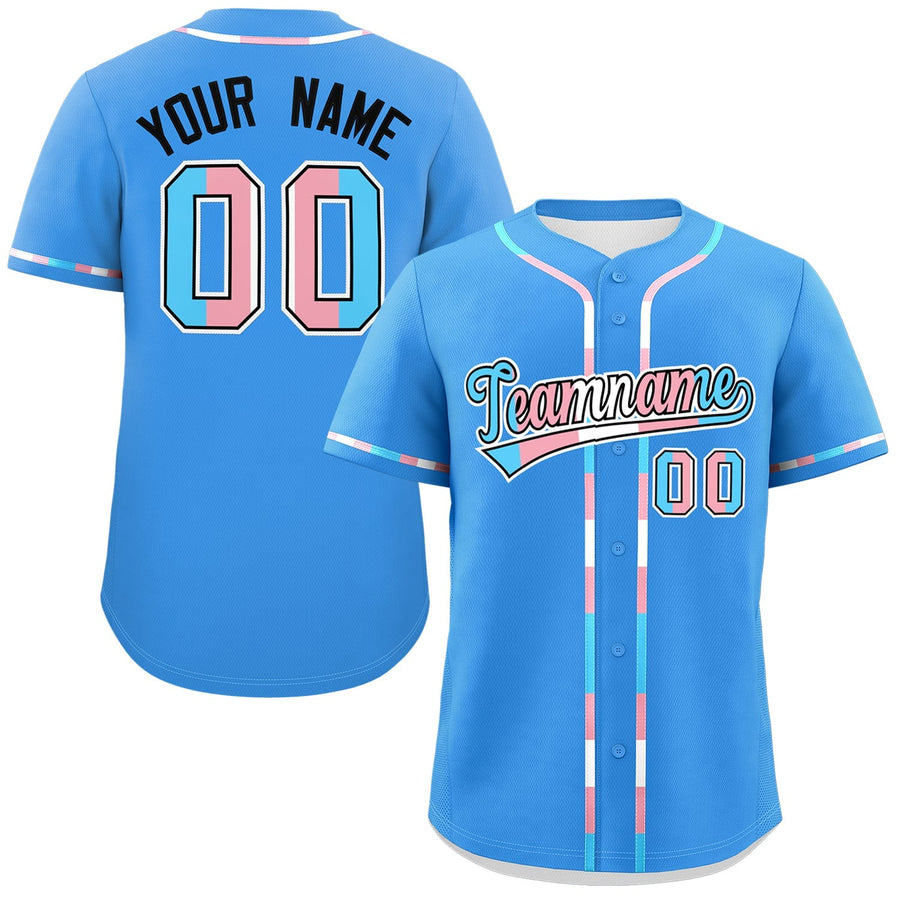 Custom Powder Blue Transgender For Pride Month Classic Style Baseball Jersey | BuyFootballJersey