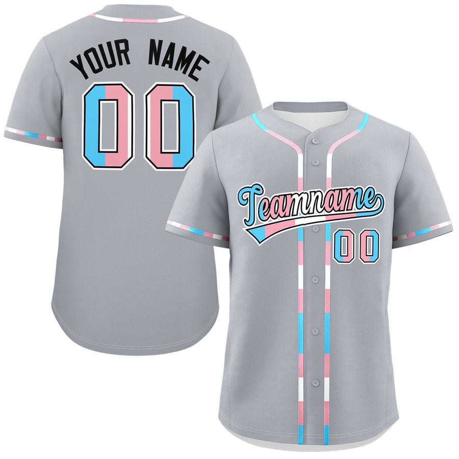 Custom Gray Transgender For Pride Month Classic Style Baseball Jersey | BuyFootballJersey
