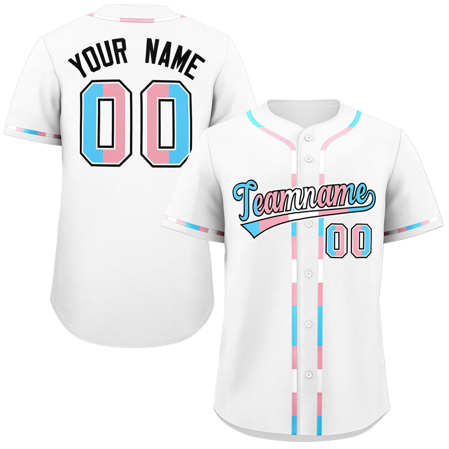Custom White Transgender For Pride Month Classic Style Baseball Jersey | BuyFootballJersey