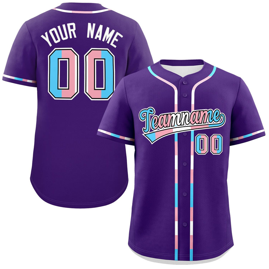 Custom Purple Transgender For Pride Month Classic Style Baseball Jersey | BuyFootballJersey