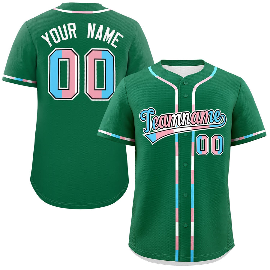 Custom Kelly Green Transgender For Pride Month Classic Style Baseball Jersey | BuyFootballJersey