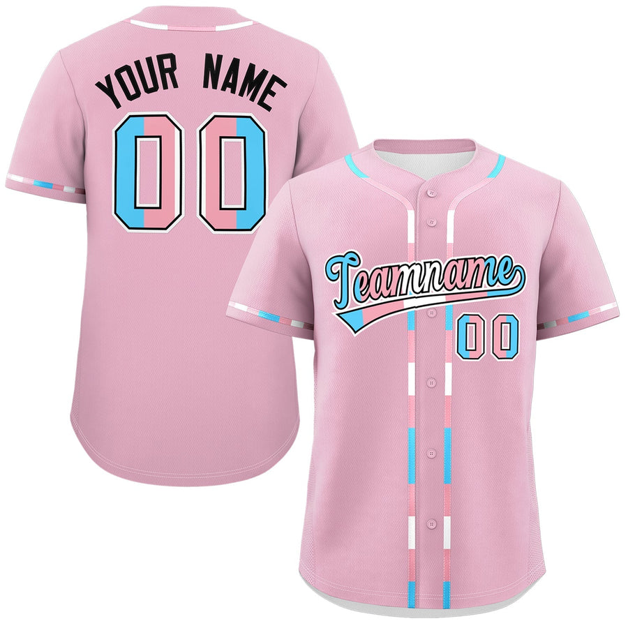 Custom Light Pink Transgender For Pride Month Classic Style Baseball Jersey | BuyFootballJersey