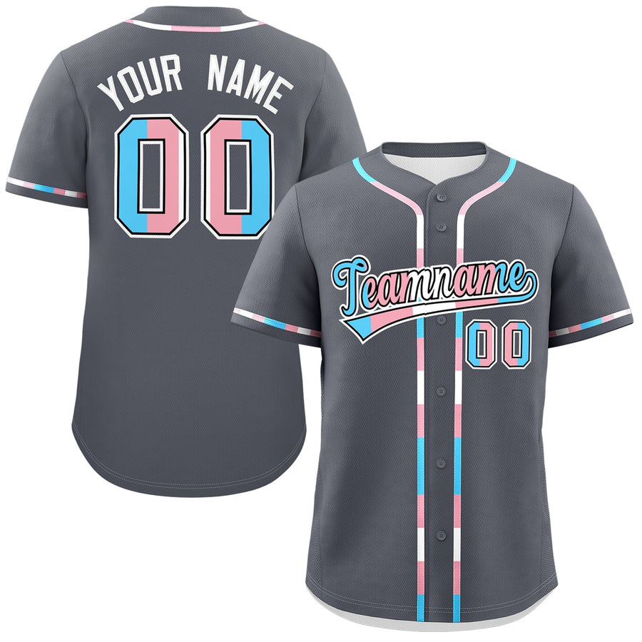 Custom Dark Gray Transgender For Pride Month Classic Style Baseball Jersey | BuyFootballJersey