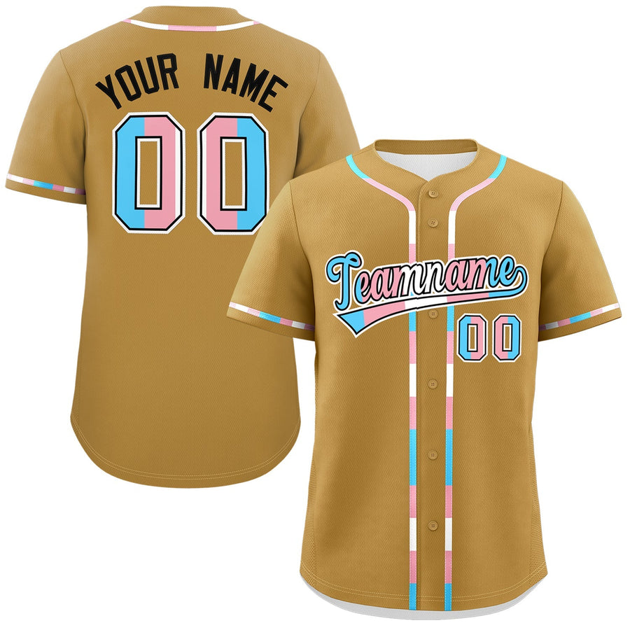 Custom Old Gold Transgender For Pride Month Classic Style Baseball Jersey | BuyFootballJersey