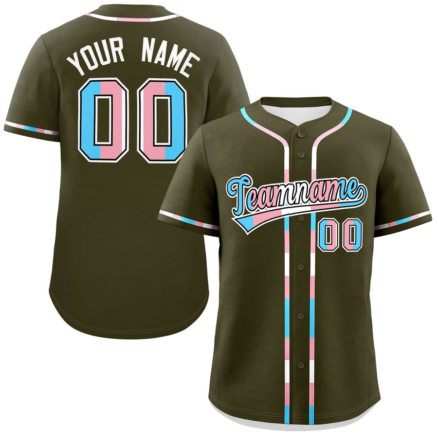 Custom Olive Transgender For Pride Month Classic Style Baseball Jersey | BuyFootballJersey
