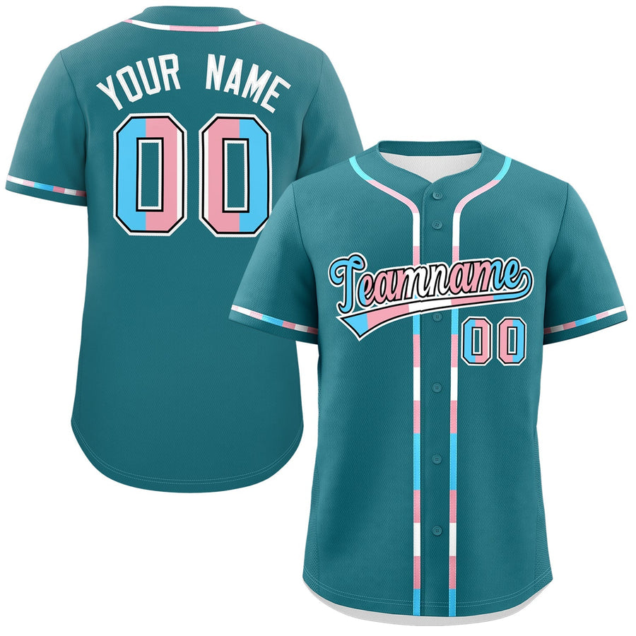 Custom Teal Transgender For Pride Month Classic Style Baseball Jersey | BuyFootballJersey