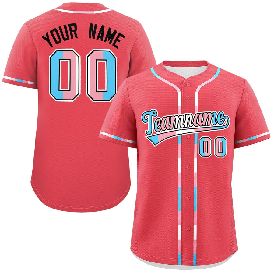 Custom Light Red Transgender For Pride Month Classic Style Baseball Jersey | BuyFootballJersey