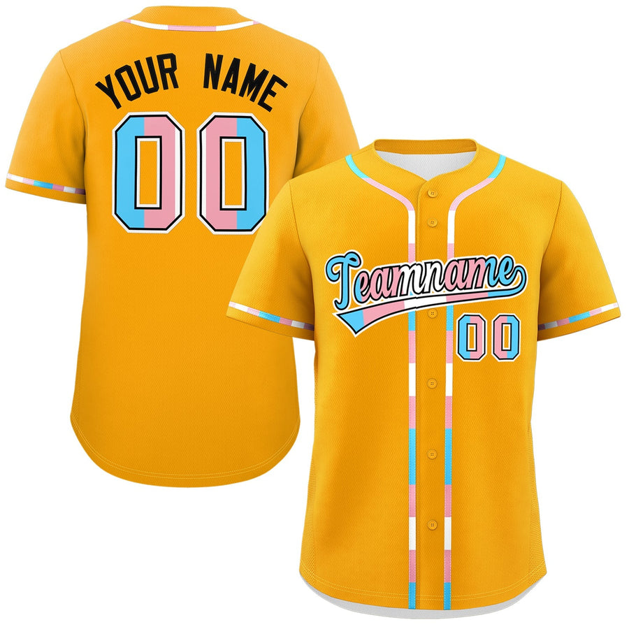 Custom Yellow Transgender For Pride Month Classic Style Baseball Jersey | BuyFootballJersey