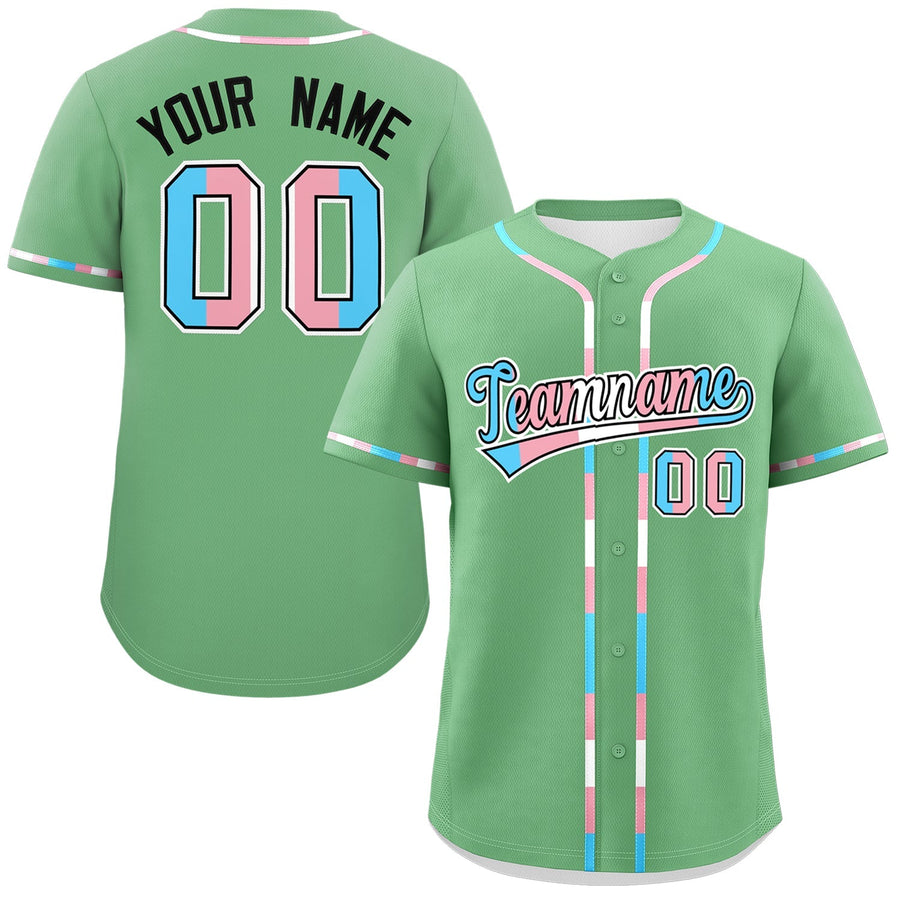 Custom Green Black Transgender For Pride Month Classic Style Baseball Jersey | BuyFootballJersey