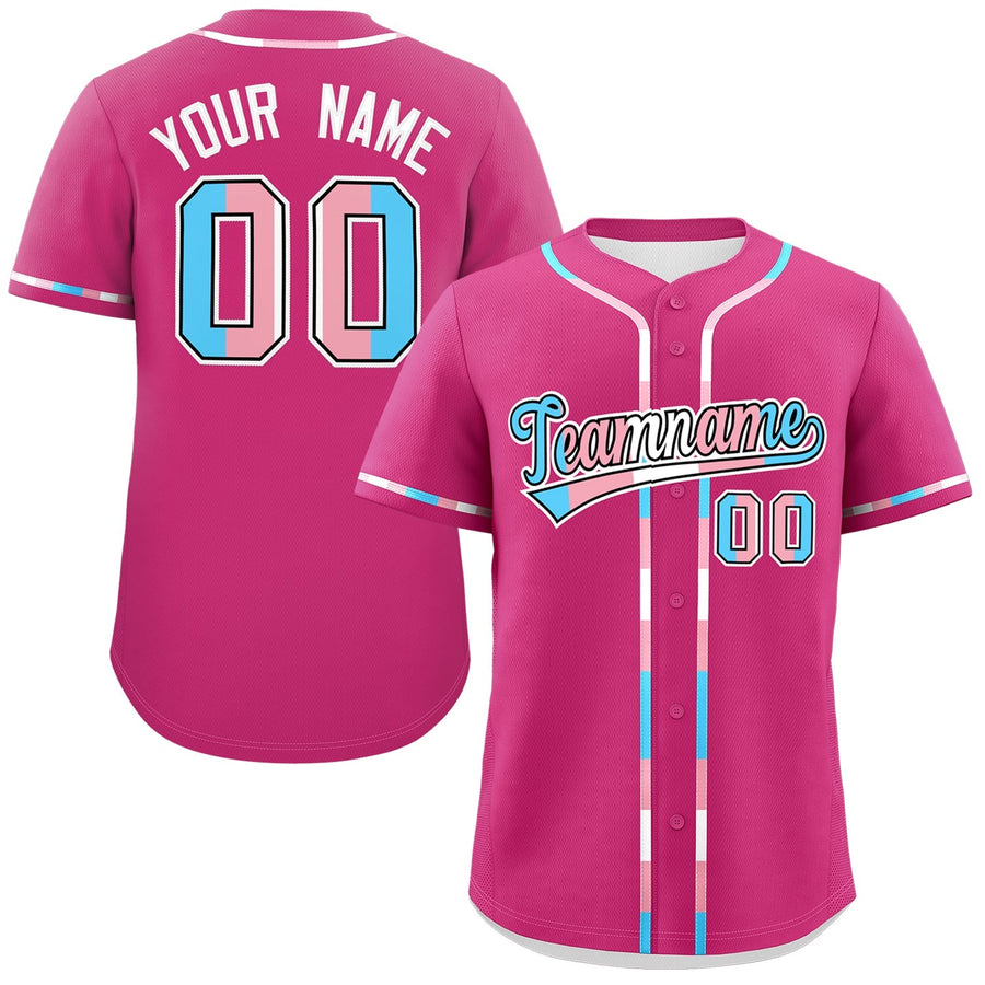 Custom Rose Red Transgender For Pride Month Classic Style Baseball Jersey | BuyFootballJersey