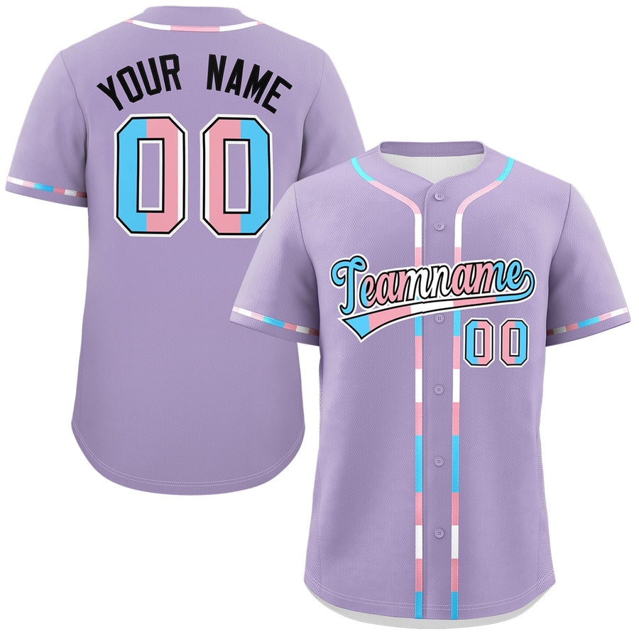 Custom Light Purple Transgender For Pride Month Classic Style Baseball Jersey | BuyFootballJersey